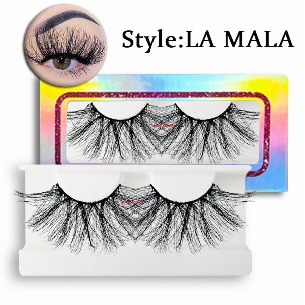 LA MALA (30MM natural 3D mink false eyelashes with multiple layers of thick, curly, messy and exaggerated long false eyelashes)