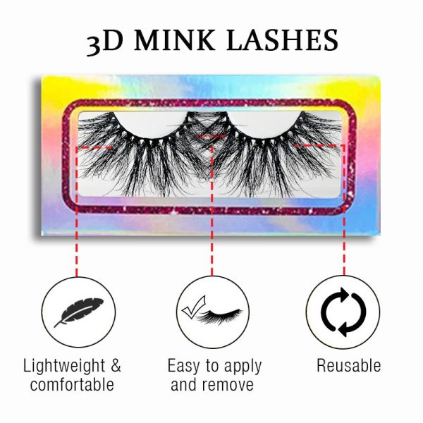 PARTY (30MM natural 3D mink false eyelashes with multiple layers of thick, curly, messy and exaggerated long false eyelashes) - Image 2