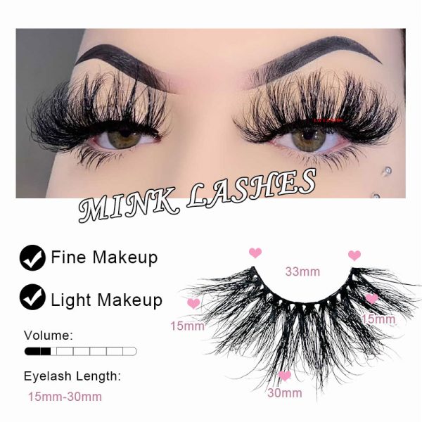PARTY (30MM natural 3D mink false eyelashes with multiple layers of thick, curly, messy and exaggerated long false eyelashes) - Image 3