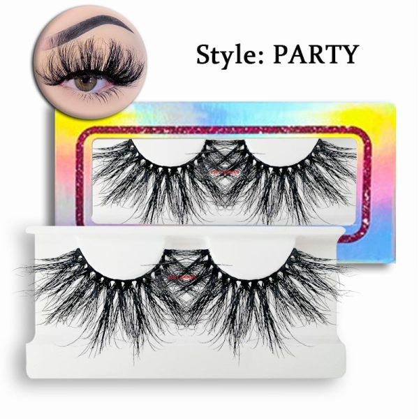 PARTY (30MM natural 3D mink false eyelashes with multiple layers of thick, curly, messy and exaggerated long false eyelashes)