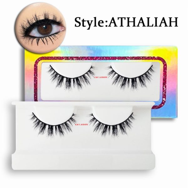 ATHALIAH (12MM natural 3D mink fur false eyelashes short false eyelashes)