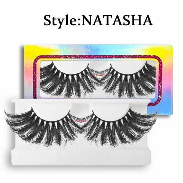 Natasha (30MM natural 3D mink false eyelashes with multiple layers of thick, curly, messy and exaggerated long false eyelashes)