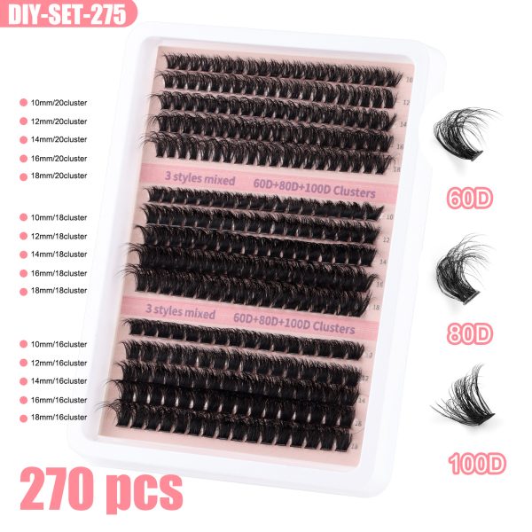 60P+80P+100P Mega Volume Wispy Clusters 120 clusters,3D curls KIT - Image 3