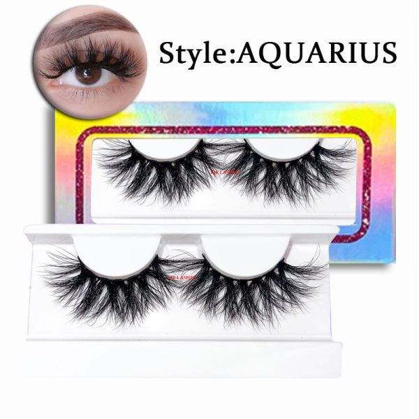 Aquarius (20MM natural 3D mink false eyelashes, European and American multi-layer dense cross curled messy false eyelashes)