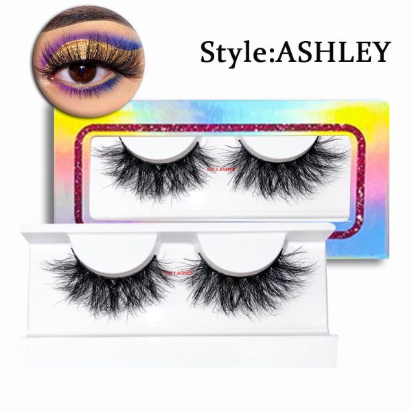 Ashley (20MM natural 3D mink false eyelashes, European and American multi-layer dense cross curled messy false eyelashes)