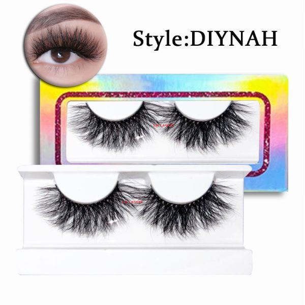 Diynah (20MM natural 3D mink false eyelashes, European and American multi-layer dense cross curled messy false eyelashes)
