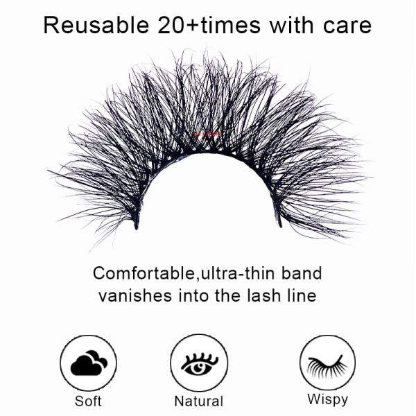 Diynah (20MM natural 3D mink false eyelashes, European and American multi-layer dense cross curled messy false eyelashes) - Image 4