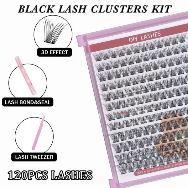 E style Mega Volume Wispy Clusters 120 clusters,3D curls KIT - Image 3