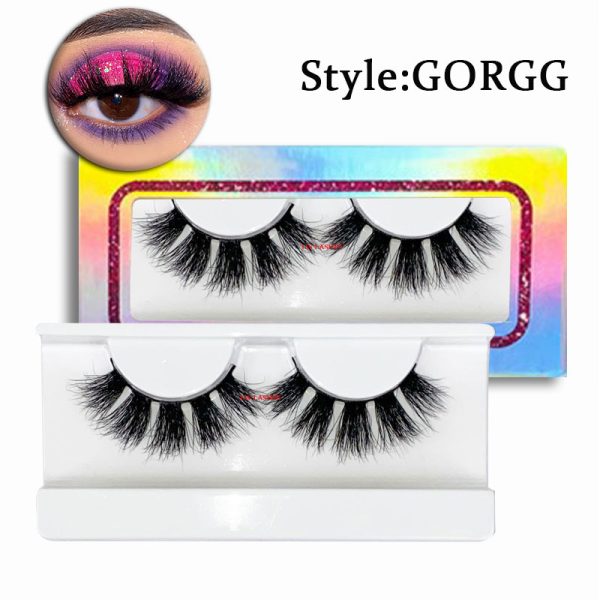 Gorgg (20MM natural 3D mink false eyelashes, European and American multi-layer dense cross curled messy false eyelashes)