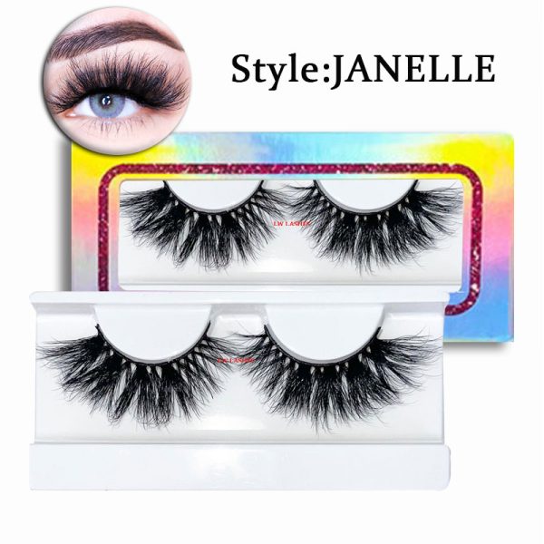 Janelle (25MM natural 3D mink false eyelashes with multiple layers of thick, curly, messy and exaggerated long false eyelashes)