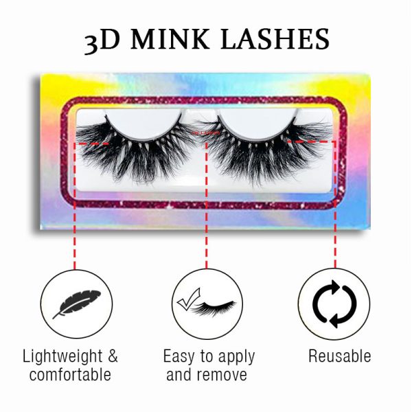 Janelle (25MM natural 3D mink false eyelashes with multiple layers of thick, curly, messy and exaggerated long false eyelashes) - Image 2