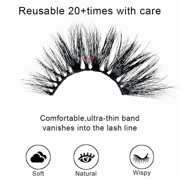 Janelle (25MM natural 3D mink false eyelashes with multiple layers of thick, curly, messy and exaggerated long false eyelashes) - Image 4