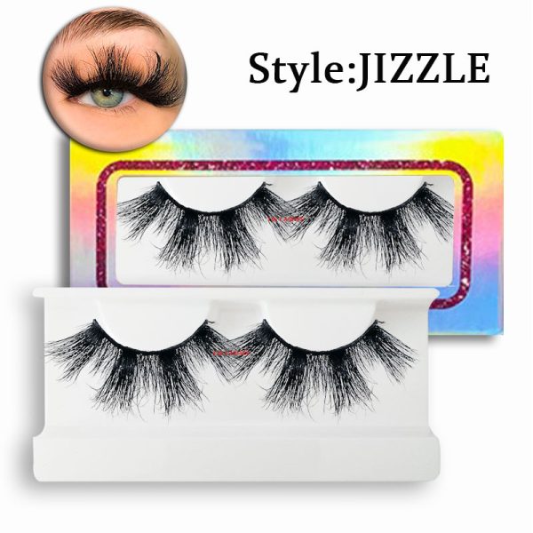 Jizzle (25MM natural 3D mink false eyelashes with multiple layers of thick, curly, messy and exaggerated long false eyelashes)