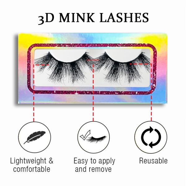 Jizzle (25MM natural 3D mink false eyelashes with multiple layers of thick, curly, messy and exaggerated long false eyelashes) - Image 2