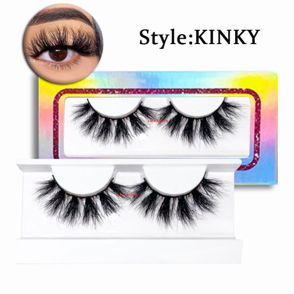 Kinky (20MM natural 3D mink false eyelashes, European and American multi-layer dense cross curled messy false eyelashes)