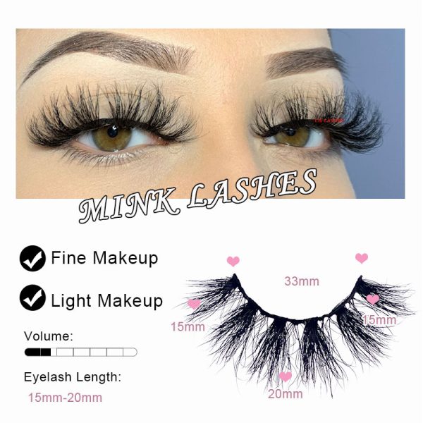 Kinky (20MM natural 3D mink false eyelashes, European and American multi-layer dense cross curled messy false eyelashes) - Image 3