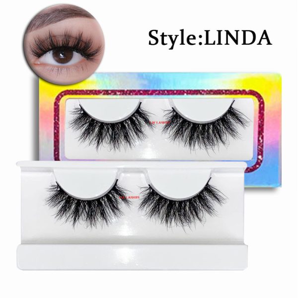 LINDA (20MM natural 3D mink false eyelashes, European and American multi-layer dense cross curled messy false eyelashes)
