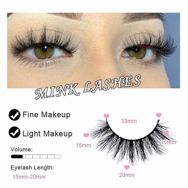 LINDA (20MM natural 3D mink false eyelashes, European and American multi-layer dense cross curled messy false eyelashes) - Image 3