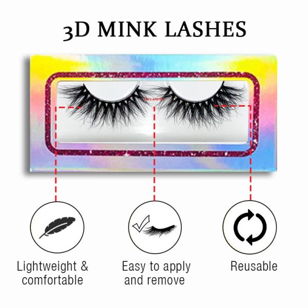 Party Girl (18MM natural 3D mink fur false eyelashes short false eyelashes) - Image 2