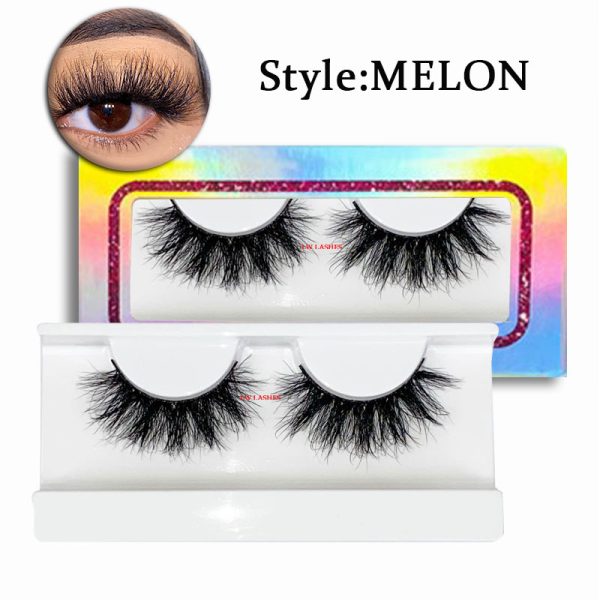 Melon (20MM natural 3D mink false eyelashes, European and American multi-layer dense cross curled messy false eyelashes)