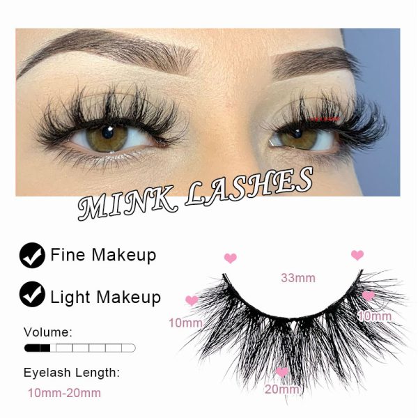 Melon (20MM natural 3D mink false eyelashes, European and American multi-layer dense cross curled messy false eyelashes) - Image 3