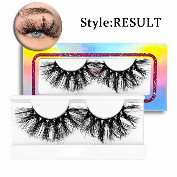 Result (25MM natural 3D mink false eyelashes with multiple layers of thick, curly, messy and exaggerated long false eyelashes)