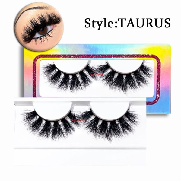 Taurus (20MM natural 3D mink false eyelashes, European and American multi-layer dense cross curled messy false eyelashes)