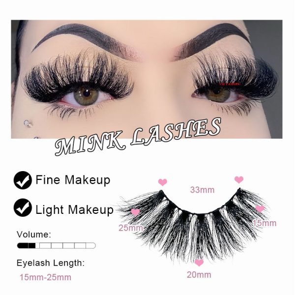 Trenay (25MM natural 3D mink false eyelashes with multiple layers of thick, curly, messy and exaggerated long false eyelashes) - Image 3