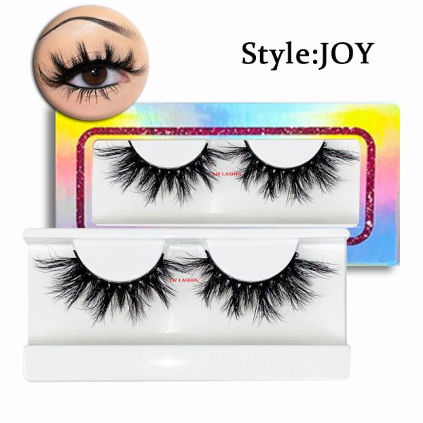 joy (20MM natural 3D mink false eyelashes, European and American multi-layer dense cross curled messy false eyelashes)