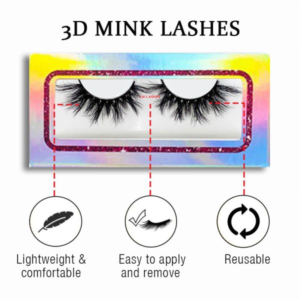 joy (20MM natural 3D mink false eyelashes, European and American multi-layer dense cross curled messy false eyelashes) - Image 2