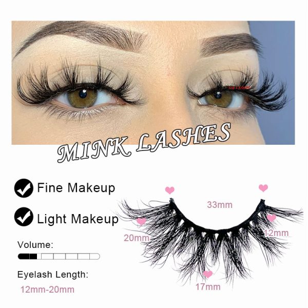 joy (20MM natural 3D mink false eyelashes, European and American multi-layer dense cross curled messy false eyelashes) - Image 3