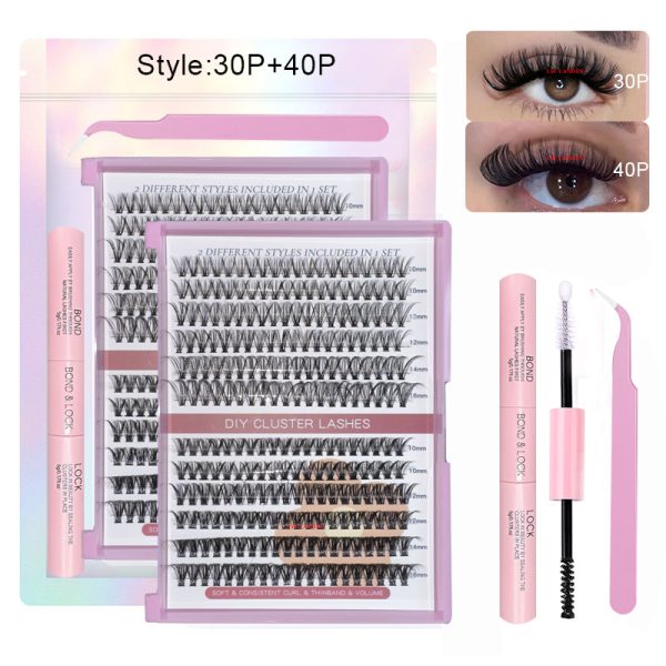 30P+40P Mega Volume Wispy Clusters 120 clusters,3D curls KIT