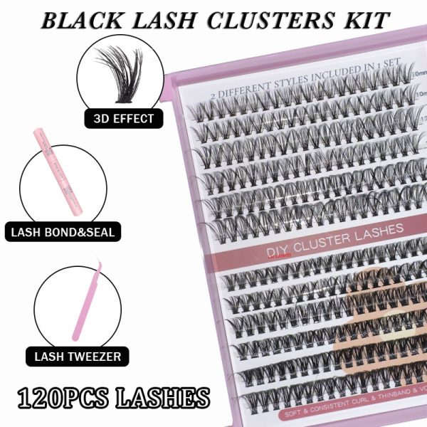 30P+40P Mega Volume Wispy Clusters 120 clusters,3D curls KIT - Image 2